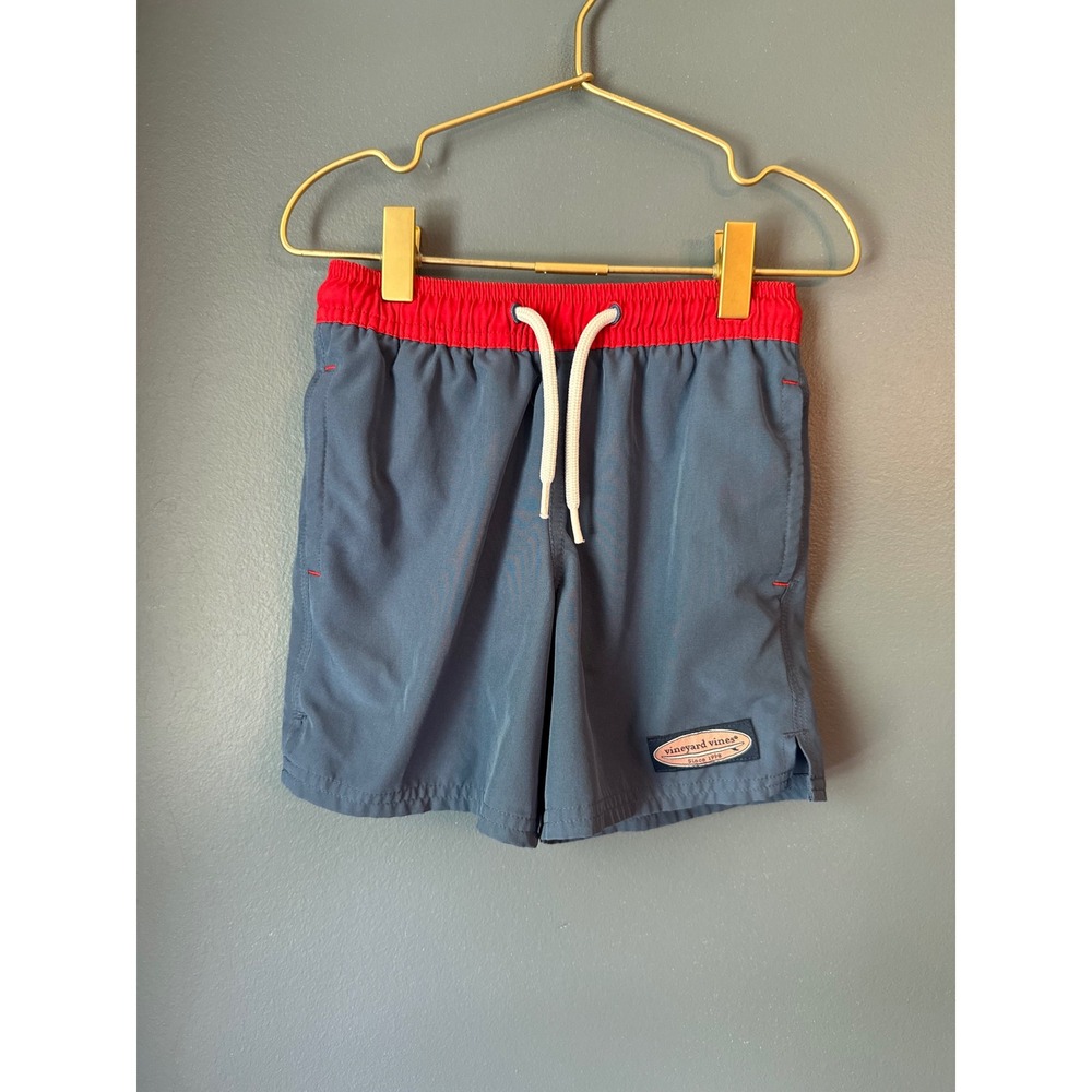 Vineyard‎ Vines Boys Performance Chappy Swim Trunks Navy Red Size 5